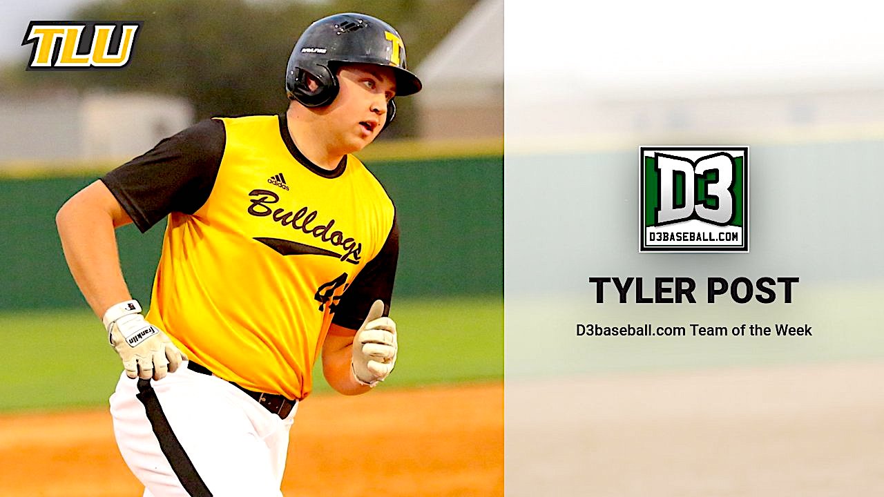 TLU freshman designated hitter Tyler Post named to D3baseball.com Team of the Week