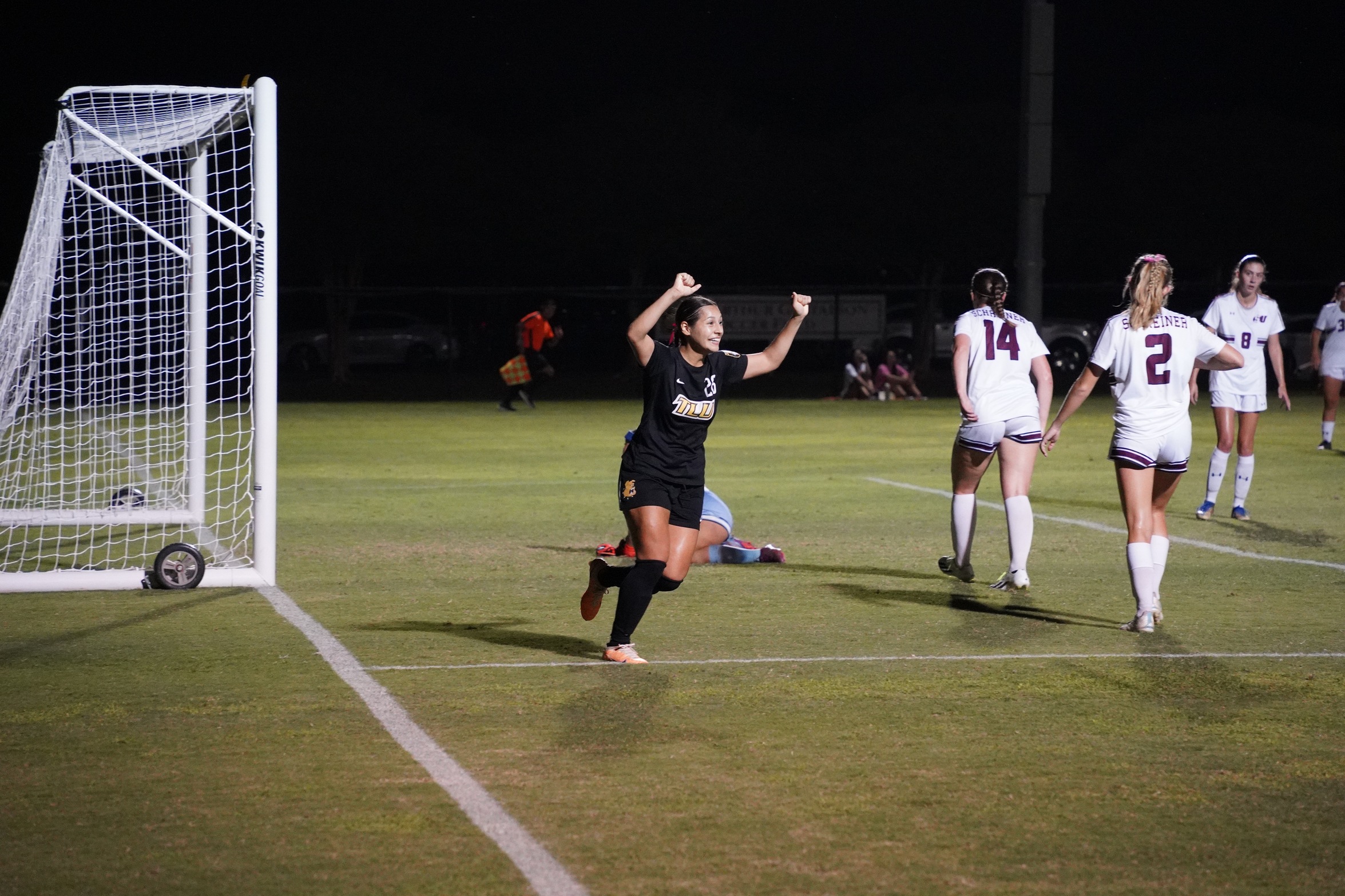 Klarissa Martinez celebrates after her goal (Photo by Bryce Hayes)